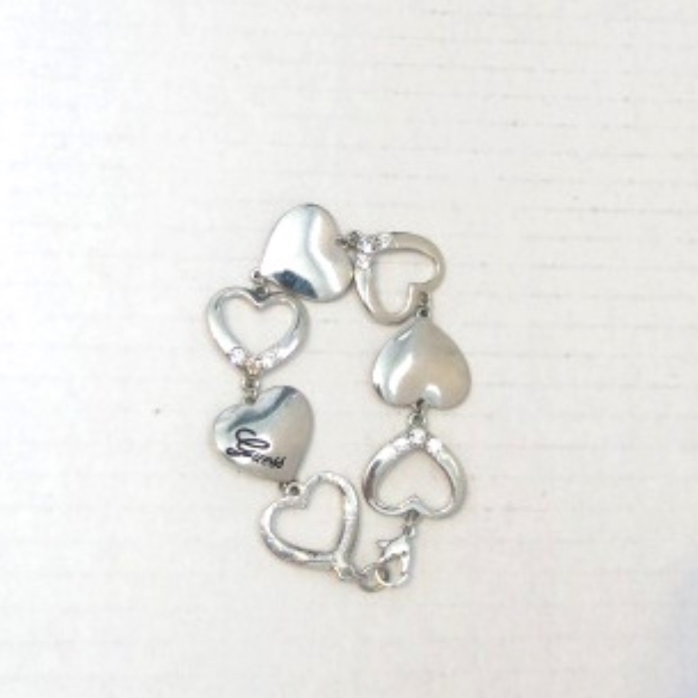 GUESS Heart Link w/ Rhinestones Bracelet